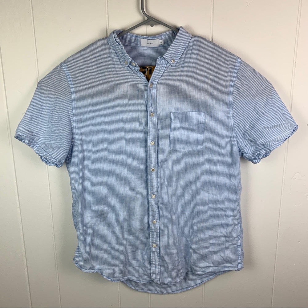 Onia Linen Button Down Shirt Blue Men’s Large